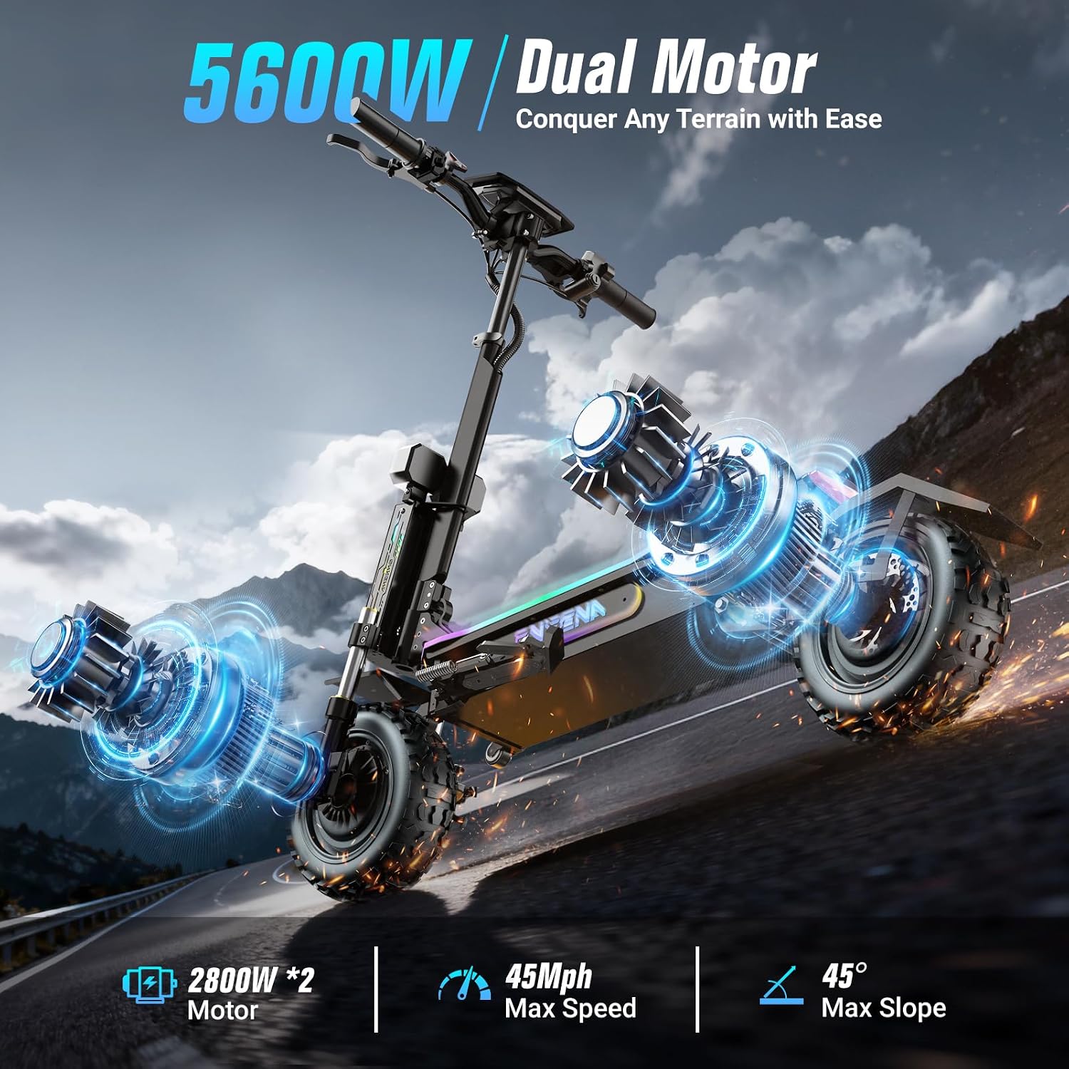 سكوتر كهربائي GT7 للبالغين - ب - مراجعة 60V 5600W Dual Motor Electric Scooter وسعره